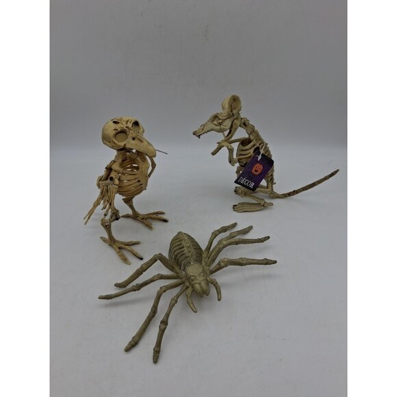 Halloween Skeleton Vulture Rat Spider Bones Props Decoration Horror Spooky Lot - Picture 1 of 14